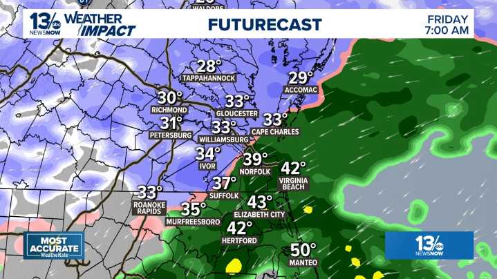 Winter Weather Advisory issued for parts of Hampton Roads, schools announce closings