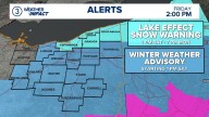 Lake Effect Snow Warning, Winter Weather Advisory issued for some Northeast Ohio counties beginning Saturday