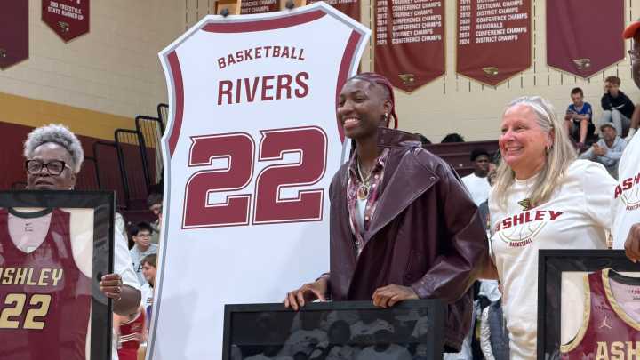 Watch Saniya Rivers interview before jersey retirement at Ashley High
