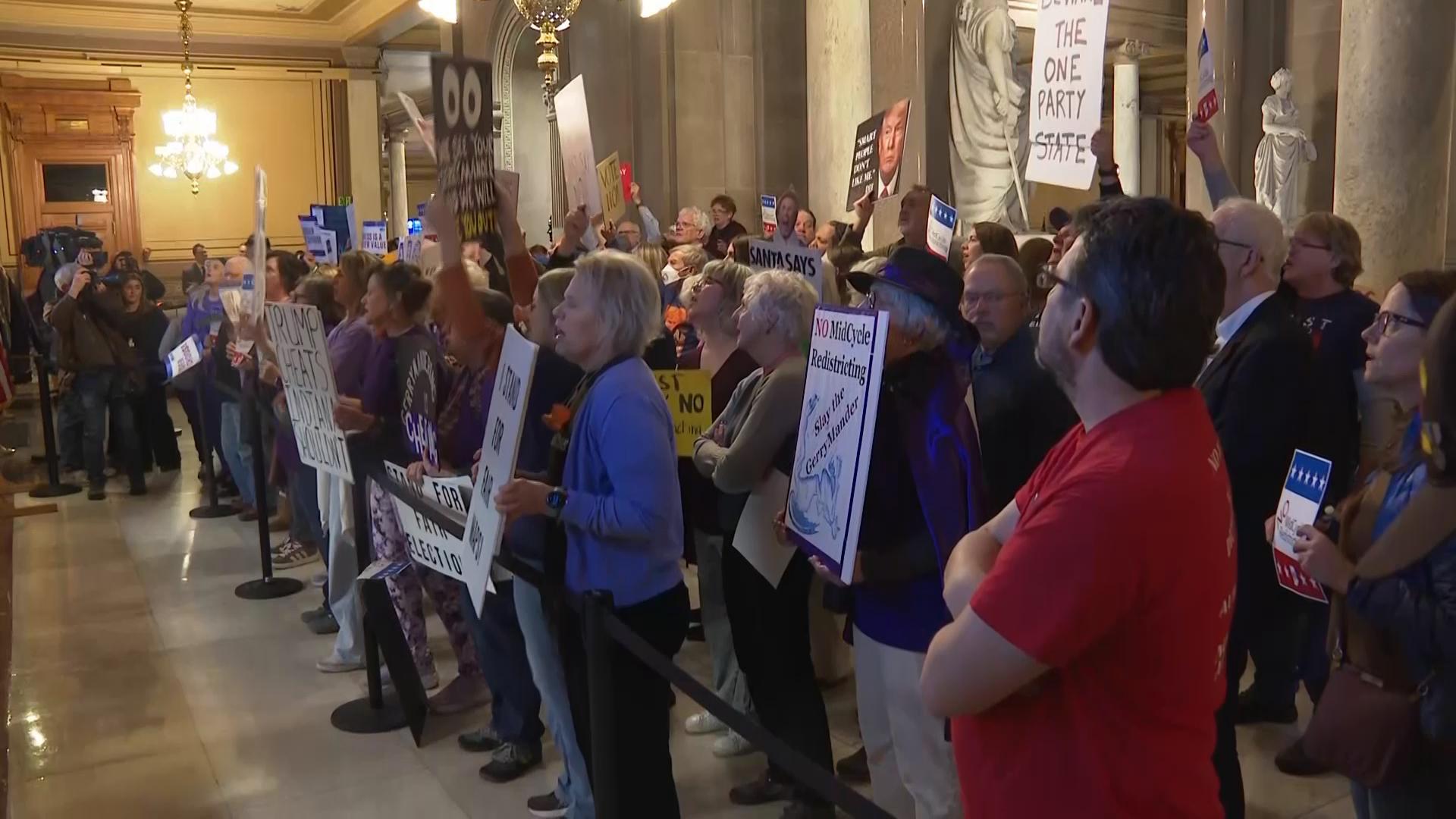 Protestors make their stance known outside Indiana's high