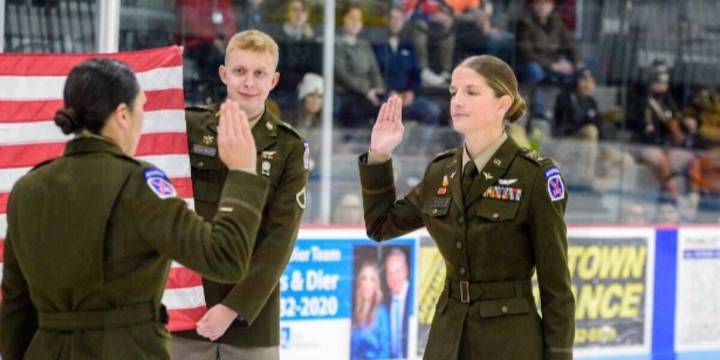 Fort Drum soldier promoted during hockey game