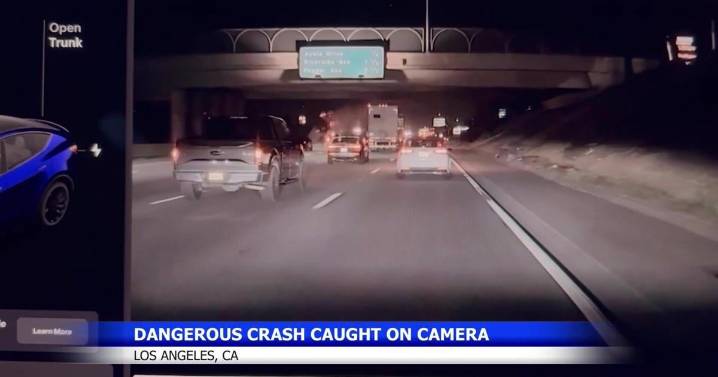 Dramatic truck crash on Highway 210 near LA leaves two injured