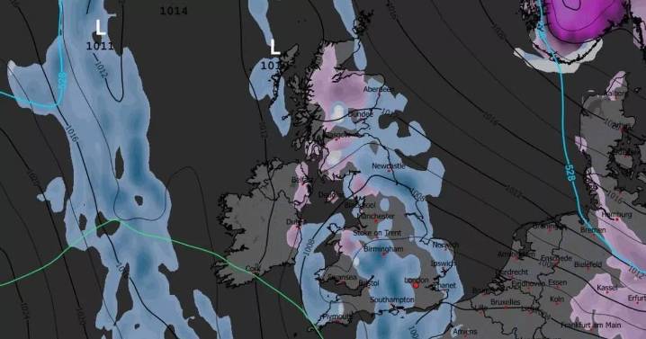Exact date 21-hour snow barrage will blast Brits as UK weather maps turn blue