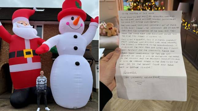 ‘Tacky’ giant Santa sparks festive feud after local Grinch sends poison pen letter