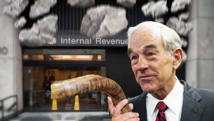Walls Of IRS Building Come Tumbling Down After Ron Paul Marches Around 7 Times Blowing Trumpets