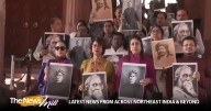 TMC MPs protest against centre with photos of Rabindranath Tagore, Bankim Chandra Chatterjee
