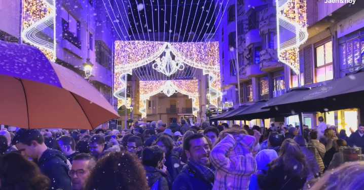 Los niños de la Asociación de Enfermedades Raras +Visibles encienden la iluminación navideña de Jaén, en vídeo