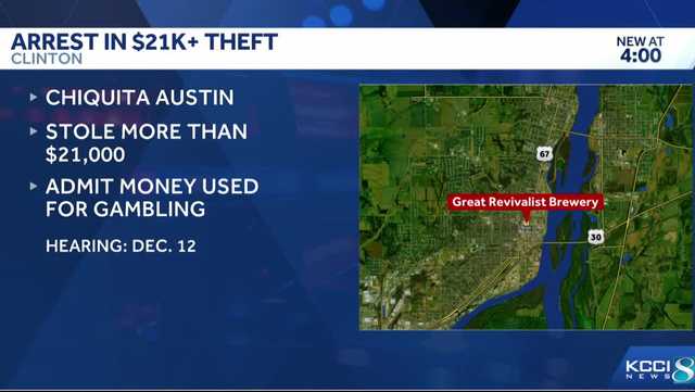 Iowa crime: Brewery employee allegedly stole over $21,000, used money to gamble