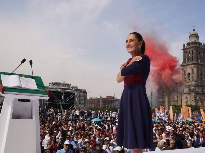 Agradece Sheinbaum apoyo en mitin en el Zócalo para celebrar aniversario de la 4T