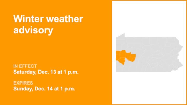 Update: Winter weather advisory in place for Southwest Pa. for Saturday and Sunday