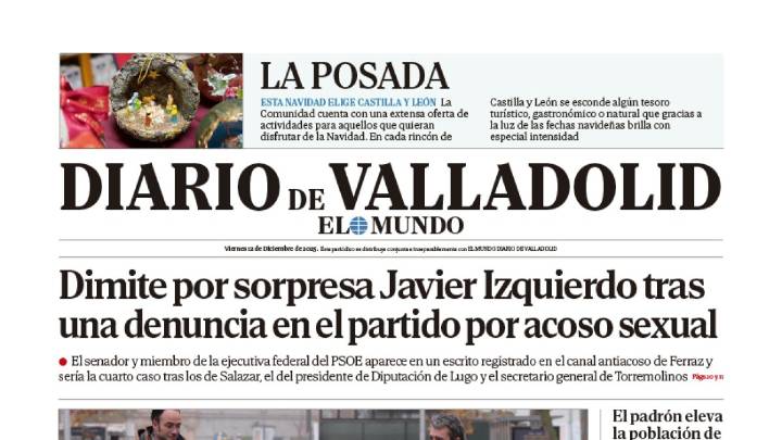 Portada de Diario de Valladolid del 12 de diciembre de 2025