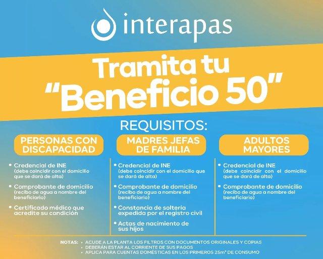 Interapas ofrece descuento en pago de agua con el programa “Beneficio 50”