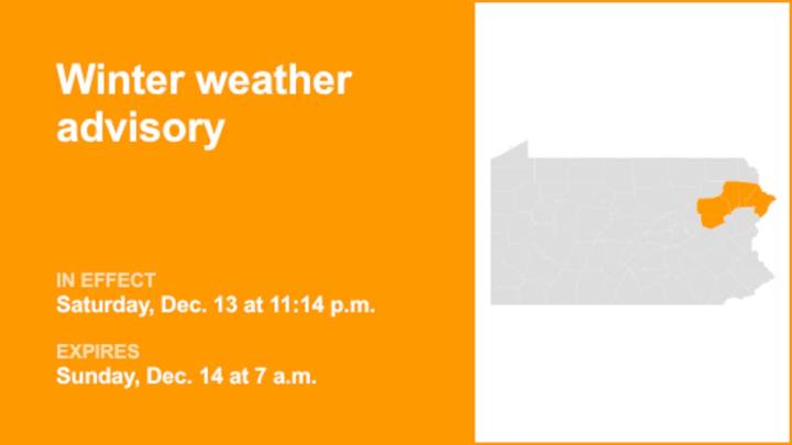 Winter weather advisory affecting Northeast Pa. until Sunday morning