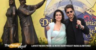 “Bade Bade Deshon Mein…,” says SRK as he unveiled ‘DDLJ’ statue with Kajol in London