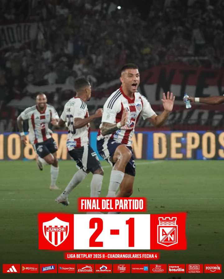 Junior remontó y quedo lider del grupo con 8 unidades