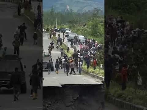 Terrifying Moment Highway CRUMBLES as Drivers Watch in Panic