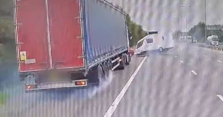 Video shows caravan being obliterated in scary M5 crash