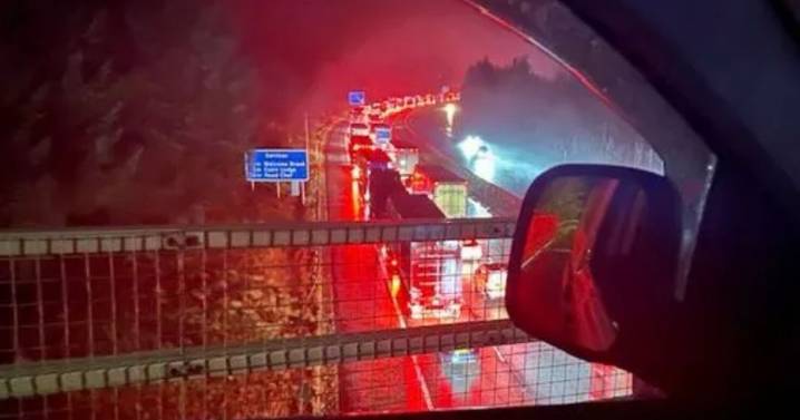 Storm Bram weather warnings remain in place as section of M74 closed after lorries blown over