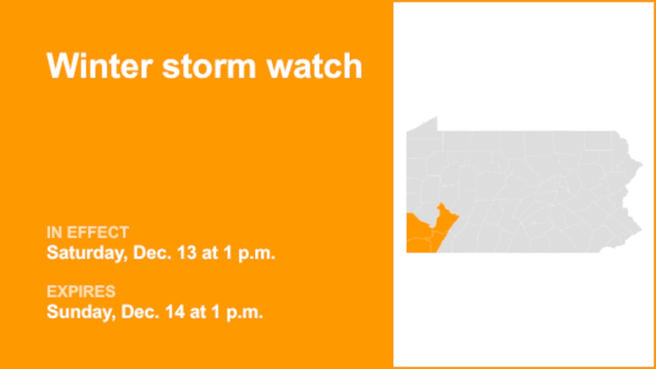 Winter storm watch affecting Southwest Pa. Saturday and Sunday