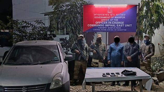 Four arrested in Imphal West for alleged extortion; Arms and ammunition recovered