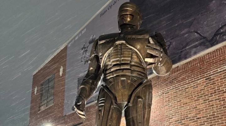 At long last, RoboCop statue takes its permanent home in Detroit