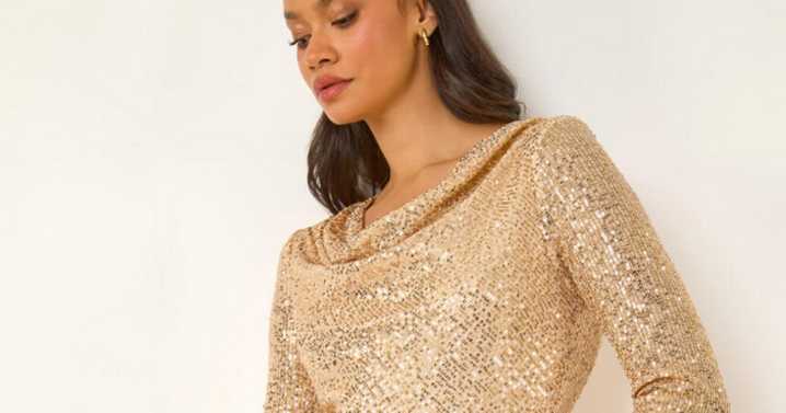 Roman's dazzling gold sequin dress perfect for Christmas parties is now £15 off