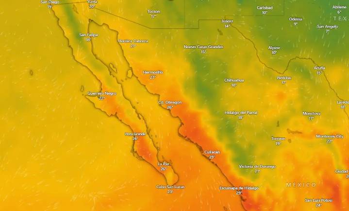Clima en La Paz y Los Cabos — jueves 4 de diciembre de 2025