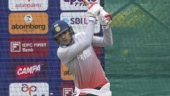 Gill faces balls from the side-arm in the nets; SKY puts in double shift fending off spinners