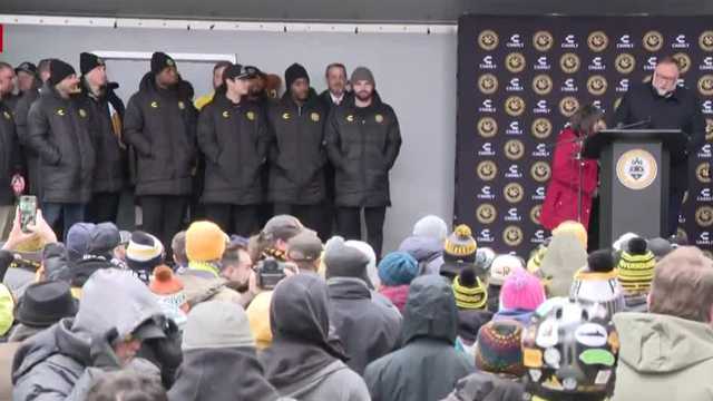 Riverhounds USL championship rally in downtown Pittsburgh