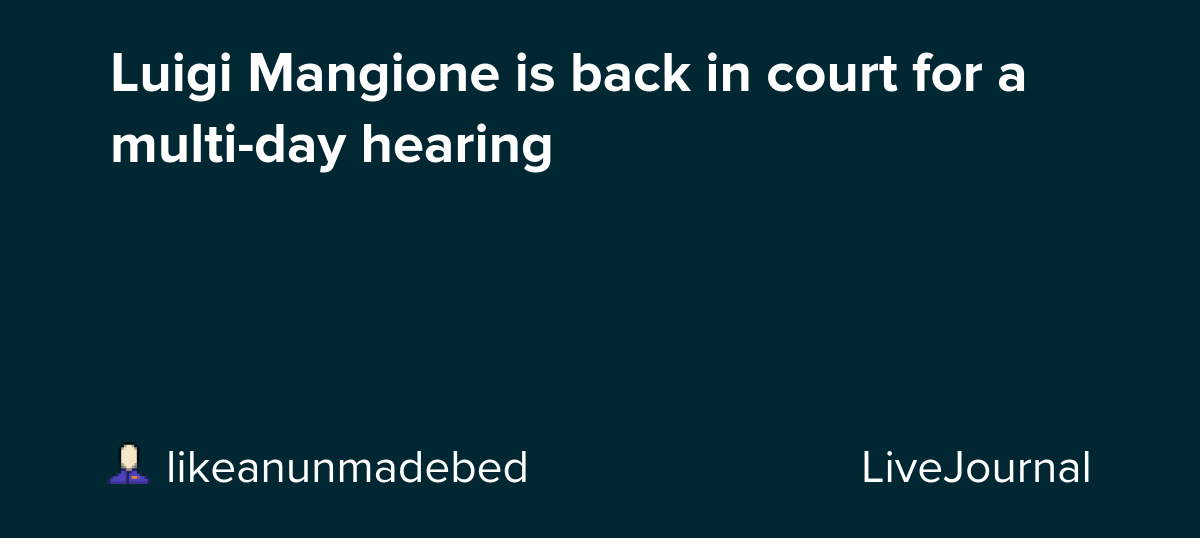 Luigi Mangione is back in court for a multi-day hearing: ohnotheydidnt — LiveJournal