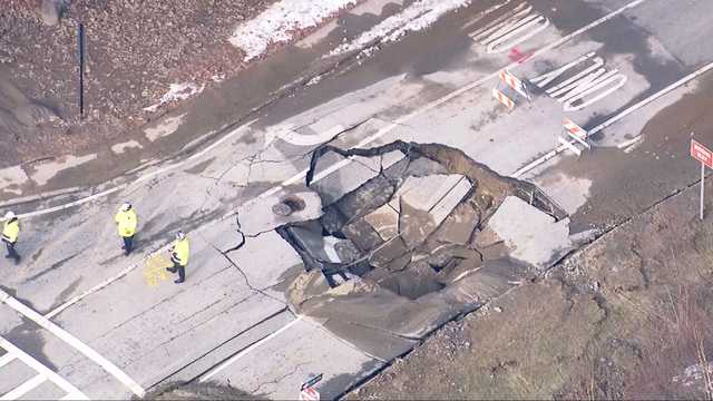 Another severe water main break prompts road closures in Mass. city