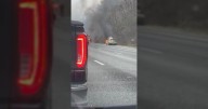 Vehicle catches fire Monday on I