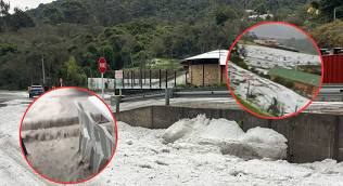 Fuerte granizada en La Calera provoca inundaciones y congestión vial