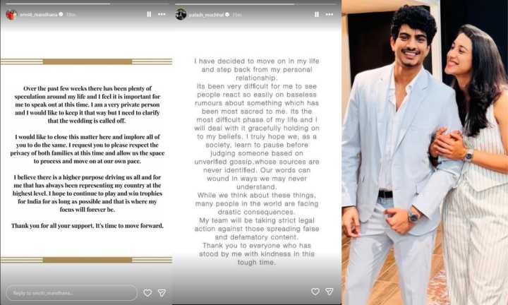 Wedding With PaLash Called Off, Confirms Smriti Mandhana