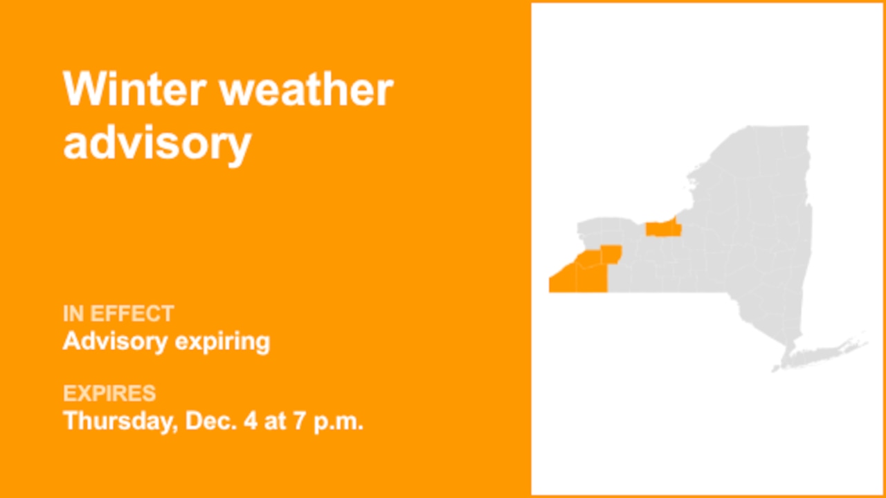 NY weather: The current winter weather advisory for part of New York will be expiring at 7 p.m.