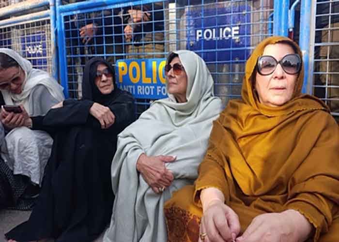 ‘Unconstitutional and illegal’: Imran Khan’s sisters, PTI members hold sit-in outside Adiala jail after meeting denied