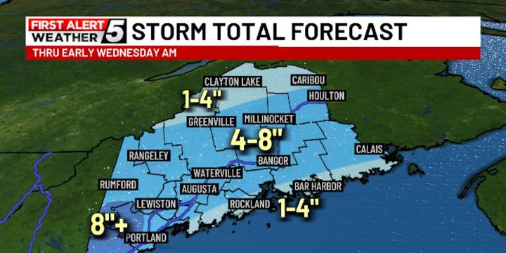 Snow, Heavy At Times Overnight. Breezy & Brighter Wednesday