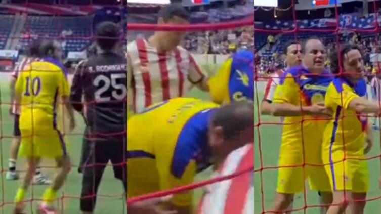 Noqueó Cuauhtémoc Blanco a portero de Chivas en clásico de leyendas🎦