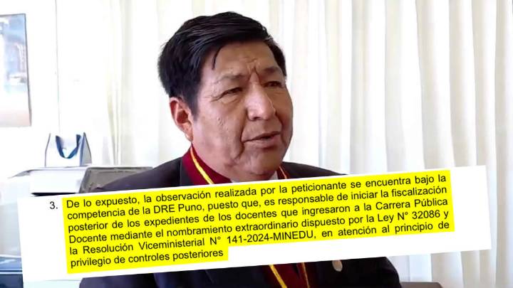 Director regional de educación omite fiscalizar nombramiento irregular docente