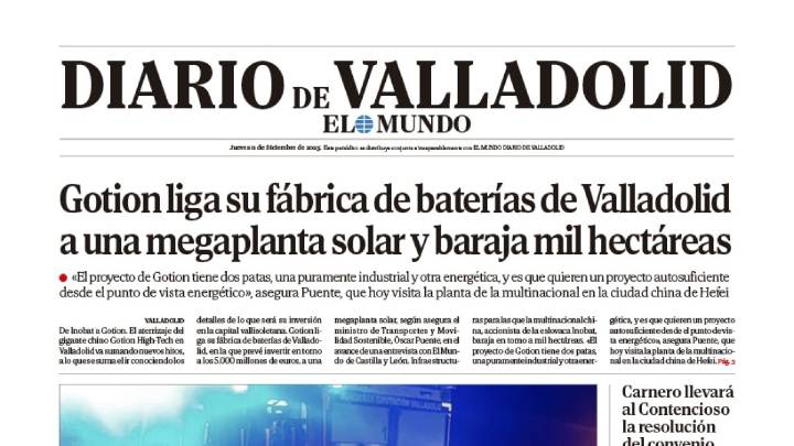 Portada de Diario de Valladolid del 11 de diciembre de 2025