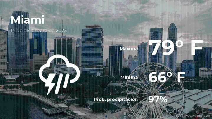 Miami: pronóstico del tiempo para este domingo 14 de diciembre