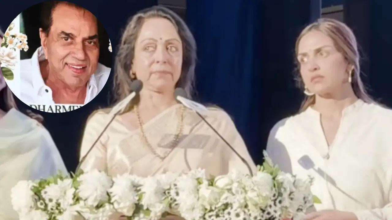 Hema Malini gets emotional remembering Dharmendra at prayer meet: 'Hum dono ko ek hit pair ke roop mein....'