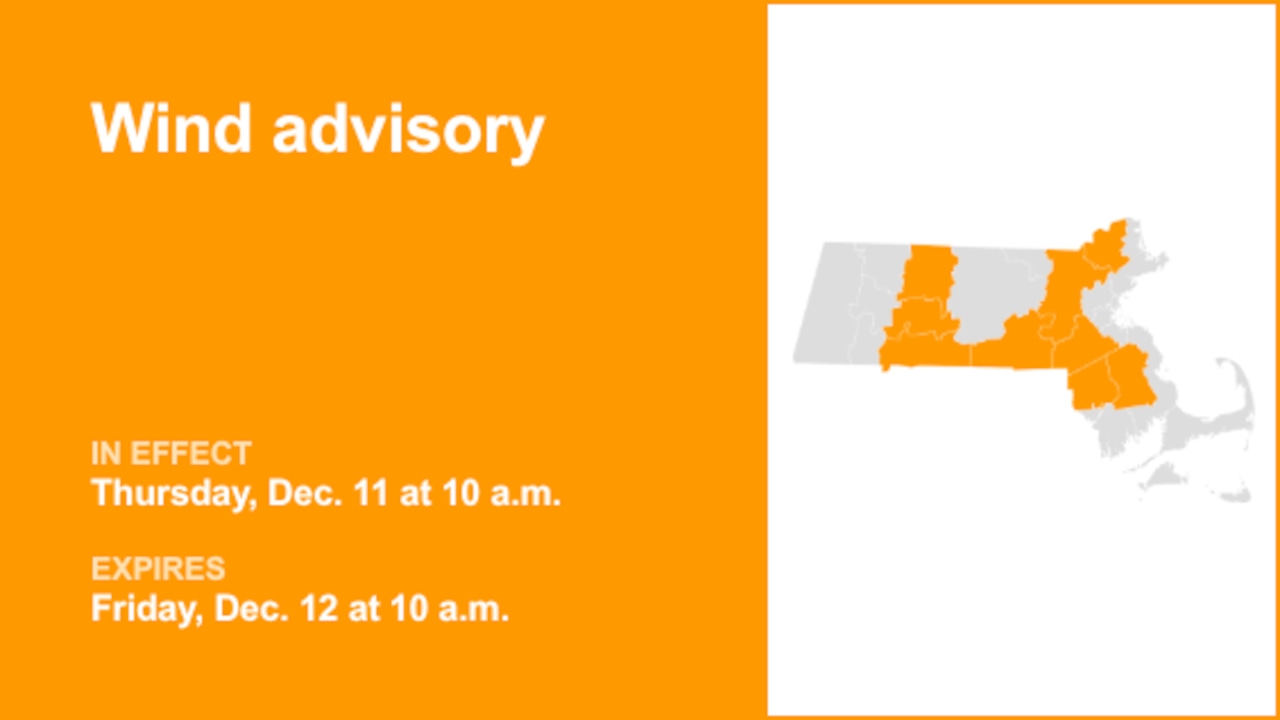 9 Massachusetts counties under a wind advisory until Friday morning