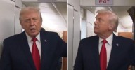 President Trump Hit by Bathroom Door During Live AF1 Press Conference