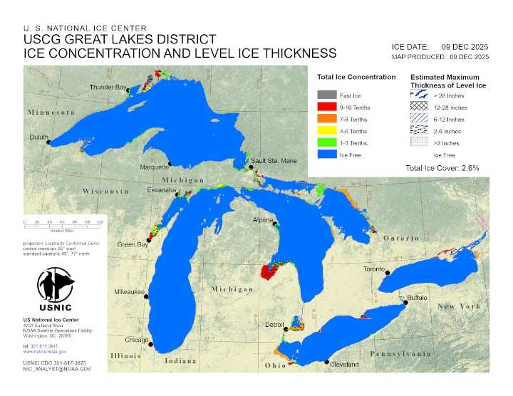 Early-season ice starting to appear on Lake Erie