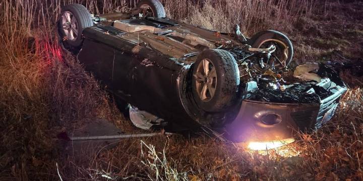 Driver injured after car strikes pole, rolls into ditch in Plainfield