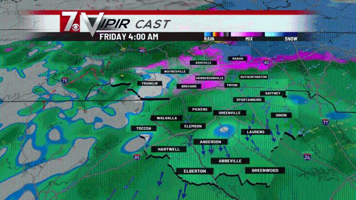 Heavy rain expected in Upstate Friday, wintry precip possible in mountains