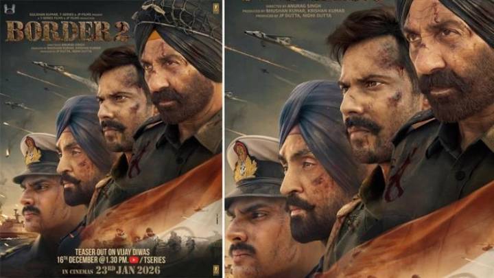 Bollywood ‘Border 2’: Sunny Deol, Varun Dhawan, Diljit Dosanjh and Ahan Shetty Flaunt Grit in New Poster; Teaser To Launch on Vijay Diwas (View Pic)