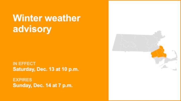 Winter weather advisory affecting Bristol and Plymouth counties until Sunday evening