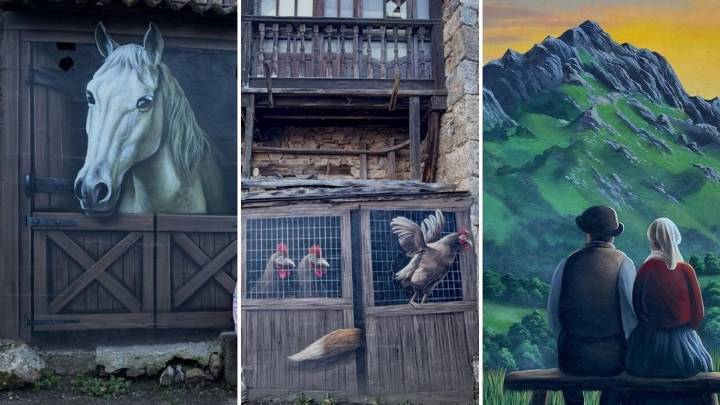 Una aldea de 90 habitantes con casi un grafiti en cada casa: así es el original y desconocido pueblo con vistas a un precioso valle asturiano